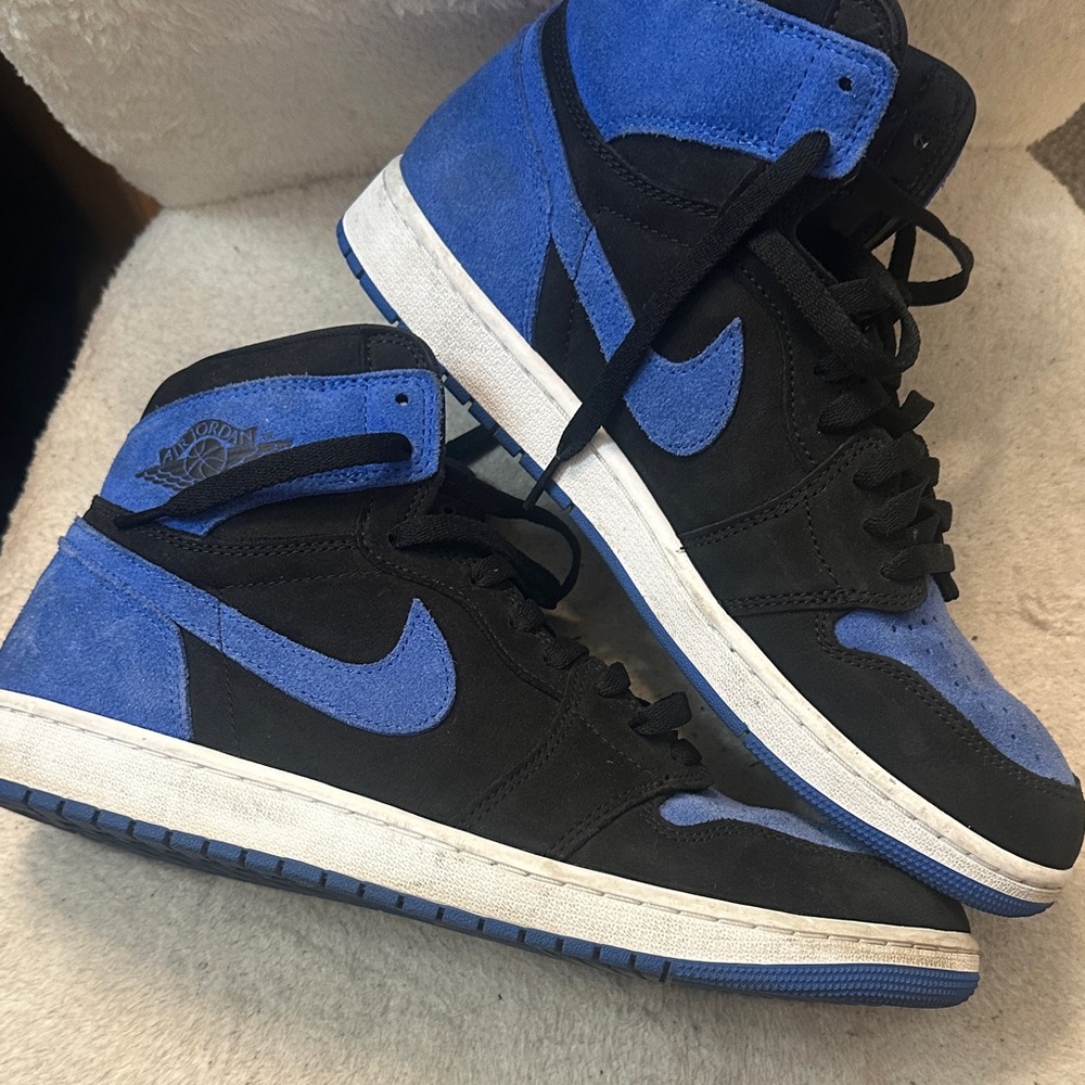 Air Jordan 1 used  size 12 Men's Black and Blue High-Top Sneakers